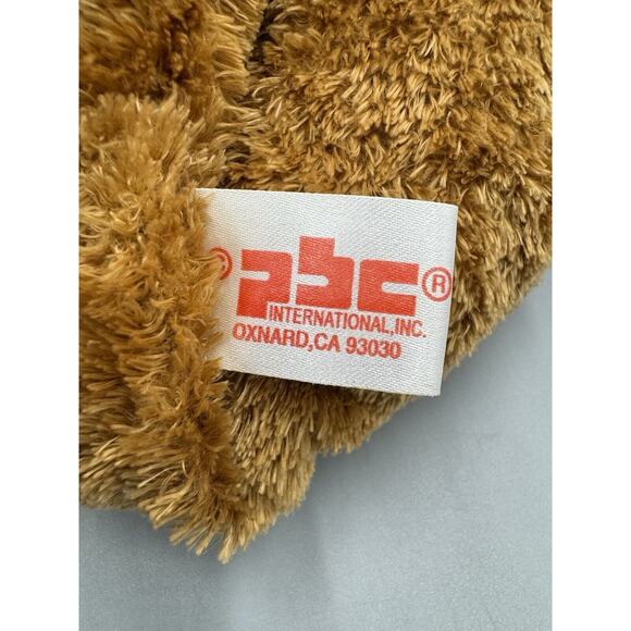 PBC International Brown Sitting Teddy Bear W/ Red Ribbon Bow Tie - Picture 7 of 8